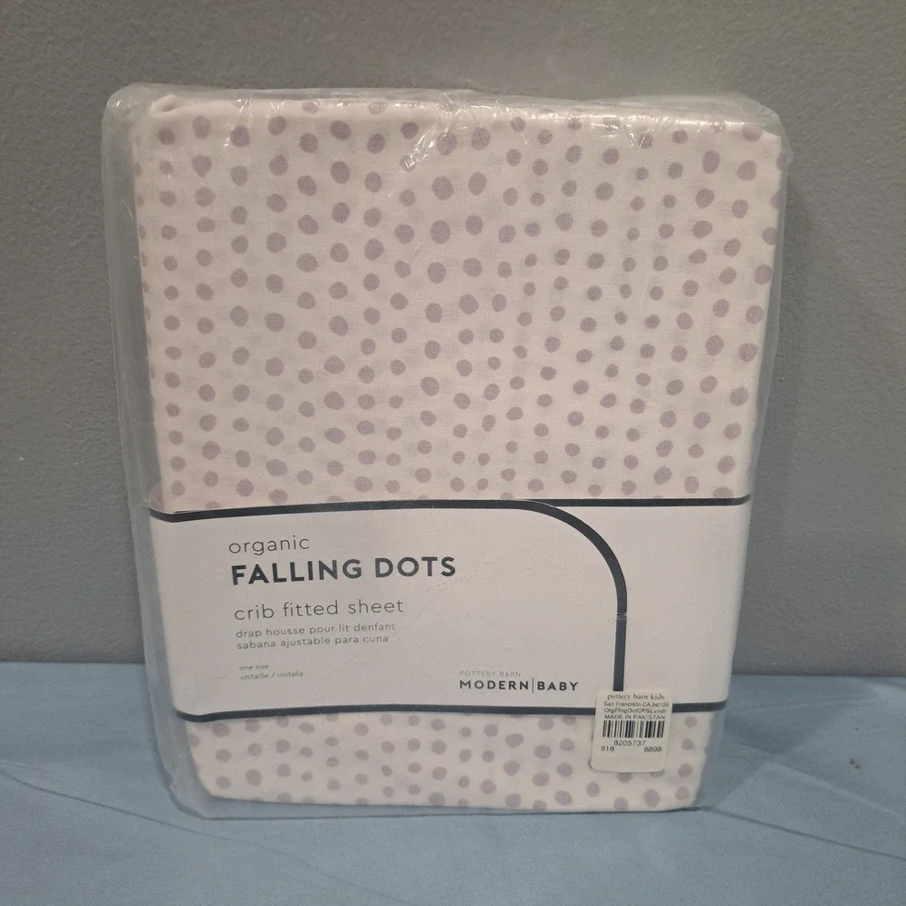 Pottery Barn Kids Falling Dots Organic Crib Fitted Sheet Purple Nursery Bedding